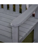 56" Outdoor Wood Bench, 2-Seater Garden Bench with Backrest and Armrest, Patio Bench for Patio, Porch, Poolside, Balcony