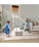 Foam Play Set for Toddlers and Children, Easy-to-clean 2 Piece Soft & Safe Kids Climbing Set for Crawling or Sliding, Light Gray