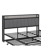 Slickblue Queen Metal Platform Bed Frame with Twin Trundle Versatile Space-Saving Solution