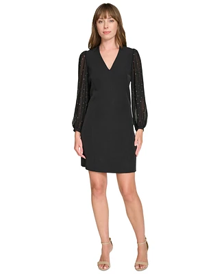 Tommy Hilfiger Women's Rhinestone-Sleeve Shift Dress