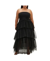 City Chic Plus Tulle Sweetheart Maxi Dress