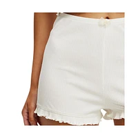 Cotton On Women's Rib Ruffle Short