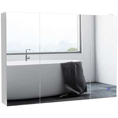 Lighted Medicine Cabinet with Mirror, 26" x 36" Wall Mounted Bathroom Mirror with Storage, 3-Color Bathroom Wall Cabinet with Usb Charge, Ad
