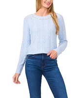 CeCe Women's Embellished Cable Knit Sweater