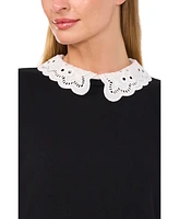 CeCe Women's Eyelet Collar Pleated Cuff Sweater