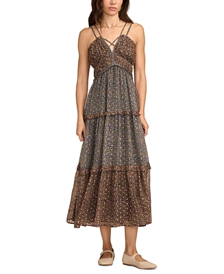 Lucky Brand Women's Chiffon Print-Mix Maxi Dress