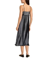 Lucky Brand Women's Pleated V-Neck Sleeveless Slip Dress