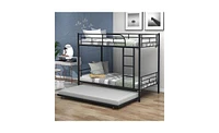 Slickblue Twin-Over-Twin Metal Bunk Bed with Trundle for Kids or Small Spaces