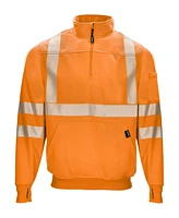 RefrigiWear Big & Tall HiVis Quarter-Zip Sweatshirt - High Visibility Safety Pullover with Reflective Tape