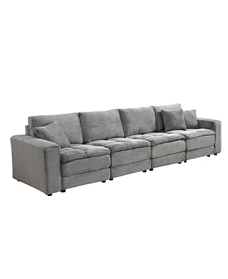 Streamdale Furniture 4 Seats(complimentary 2 pillows),Oversized Sectional Sofa, L Shaped Corner Couch with Detachable Seat & Back Cushion, Corduroy Up