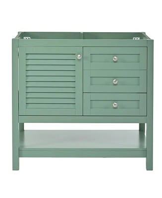 36" Bathroom Vanity without Sink, Free Standing Vanity Set with 2 Drawers & Soft Closing Doors, Bathroom Storage Cabinet with Solid Wood Feet (No
