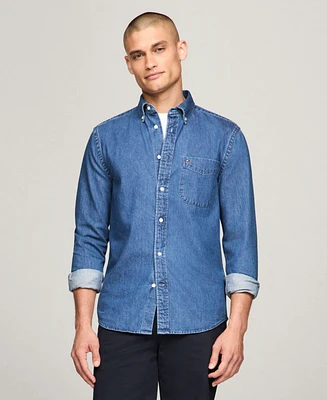 Tommy Hilfiger Men's Long Sleeve Button-Down Denim Shirt