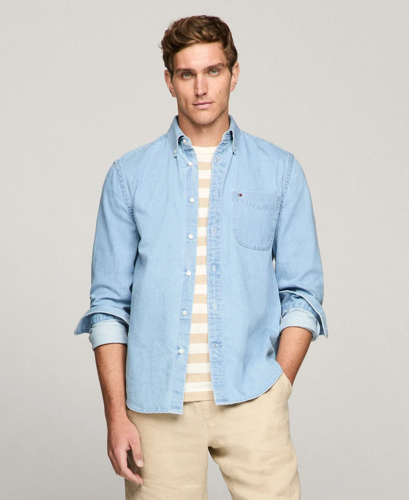 Tommy Hilfiger Men's Long Sleeve Button-Down Denim Shirt