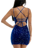 B Darlin Juniors' Straight-Neck Sequin Bodycon Dress