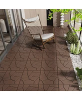 Stone Style 12" Patio Deck Tiles, Diy Module Interlocking Decking Tiles Floor Tile, Easy and Quick Installation Court Tiles for Porch Poolside Ba