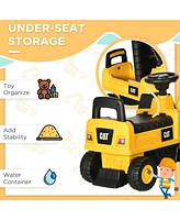 Excavator Ride on Toy, Cat Licensed Kids Manual Pedal Ride on Excavator with Manual Shovel, Horn, Hidden Storage for 18-36 Months Boys and Girls, Yell
