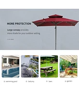 10ft Offset Patio Umbrella, Hanging Cantilever Umbrella, Square Shape, Aluminum Cross Base, Tilt, 360-Degree Rotation, Red