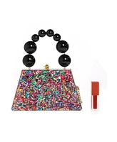 Milanblocks Forever Love confettie Top Handle Acrylic Clutch