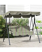 3-Seat Outdoor Swing Chair with Removable Cushion & Canopy