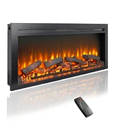 Simplie Fun 44 inch wall recessed electric fireplace with remote and Imitation Flame, Led light heater