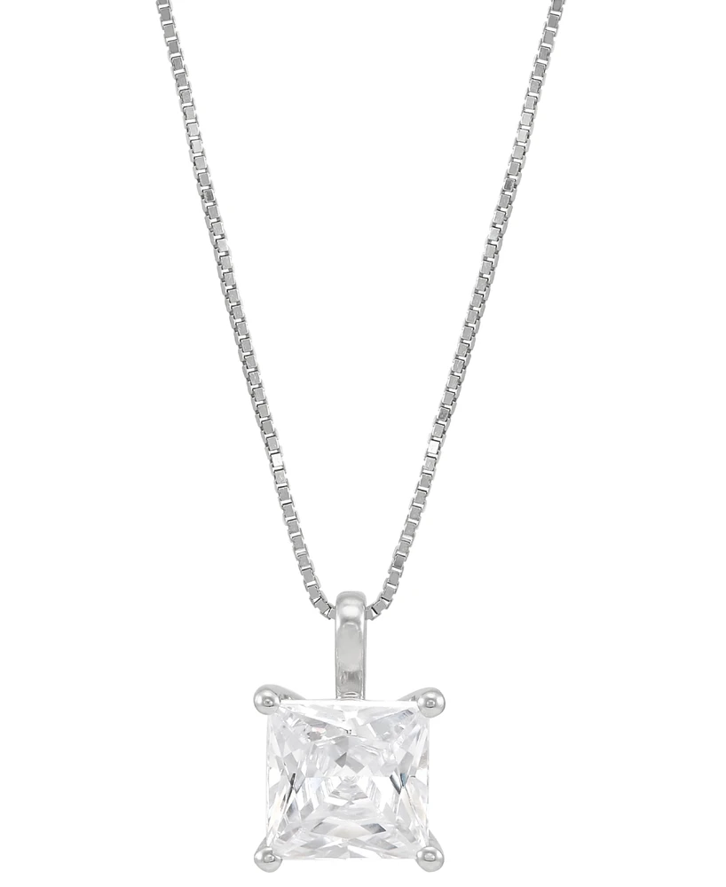 Grown With Love Certified Lab Grown Princess Solitaire 18" Pendant Necklace (1 ct. t.w.) in 14k White Gold