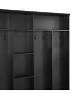 Wide Design Hall Tree with Storage Bench, Minimalist Shoe Cabinet with Cube Storage & Shelves, Multifunctional Coat Rack with 8 Hooks for Entryways, M