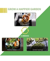 Garden Compost Bin 80 Gallon Outdoor Large Capacity Composter Fast Create Fertile Soil Aerating Box, Easy Assembly, Black