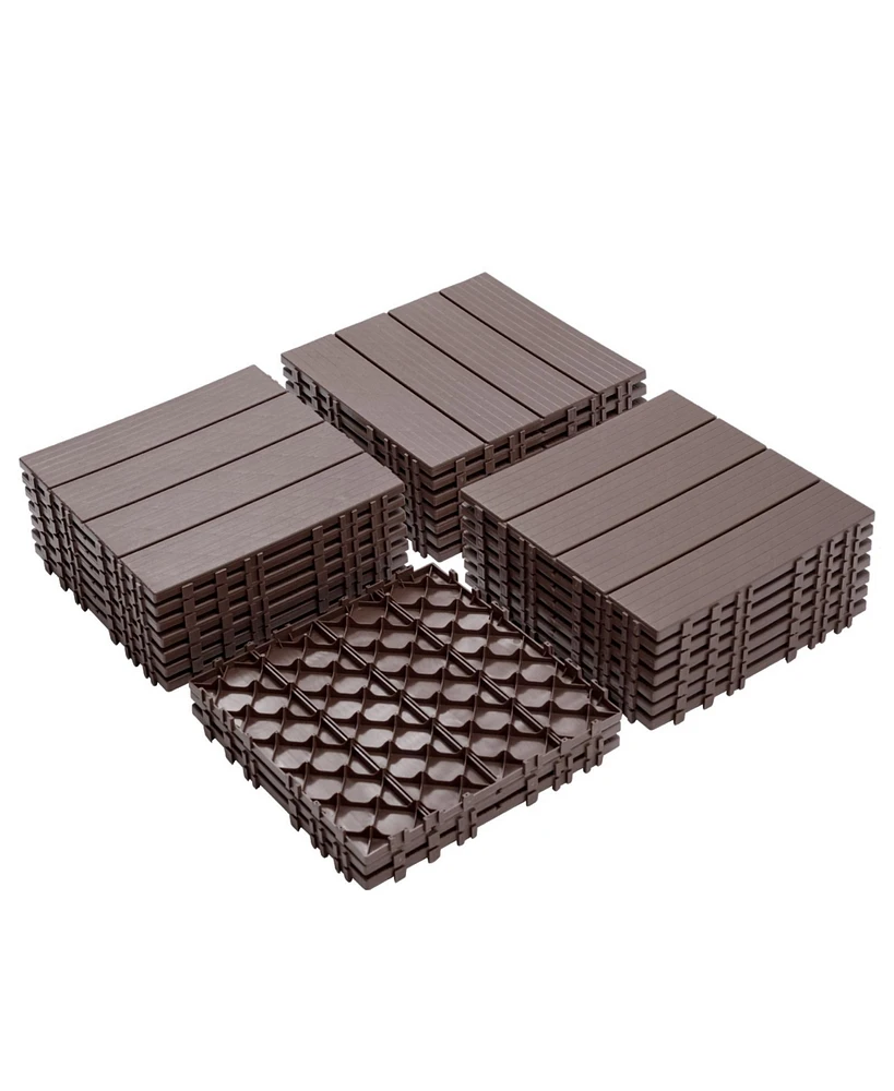 Streamdale Furniture Plastic Interlocking Deck Tiles, 11.8" x11.8" (Pack of 44), Patio Flooring Outdoor Waterproof All Weather Use for Garden Poolside