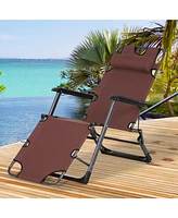 Simplie Fun Folding Chaise Lounge Chair for Outside, 2-in