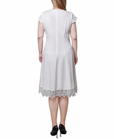 Ny Collection Women's Chiffon Sleeve Scuba Dress