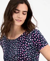 Connected Women's Floral-Print Short-Sleeve Mini Dress