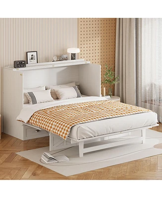 Streamdale Furniture Full Size Murphy Bed with Large Drawers, Brushed White