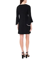 Msk Women's Metallic-Trim Bell Sleeve Shift Dress