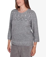 Alfred Dunner Petite Copenhagen Fair Isle Sweater