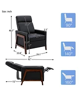 Slickblue Wood-Framed Pu Leather Recliner Chair for Comfortable Relaxation and Stylish Decor