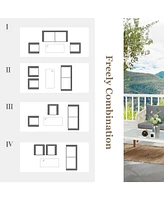 Slickblue 4 Piece Patio Furniture Set, Outdoor Acacia Wood Conversation Set, All-Weather Rope Sofa Set with Coffee Table, Loveseat