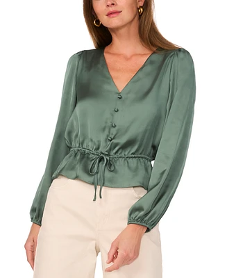 1.state Women's Drawstring-Waist V-Neck Top