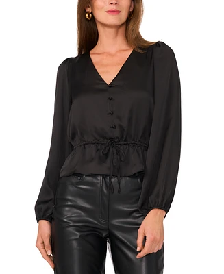 1.state Women's Drawstring-Waist V-Neck Top