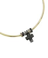 Steve Madden Faux Stone Puffy Cross Charm Necklace - Crystal/Tri