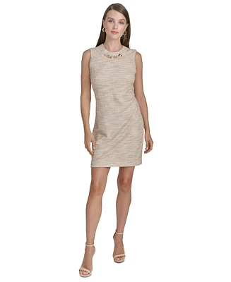 Halston Women's Tweed Chain-Trim Shift Dress