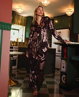 Midnight Bakery Women's 2-Pc. Floral Hammered Satin Pajamas Set