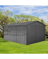 Streamdale Furniture Metal garden sheds 10ftx12ft outdoor storage sheds grey with window