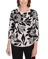 Alfred Dunner Petite Romancing The Stone Floral Jacquard Sweater