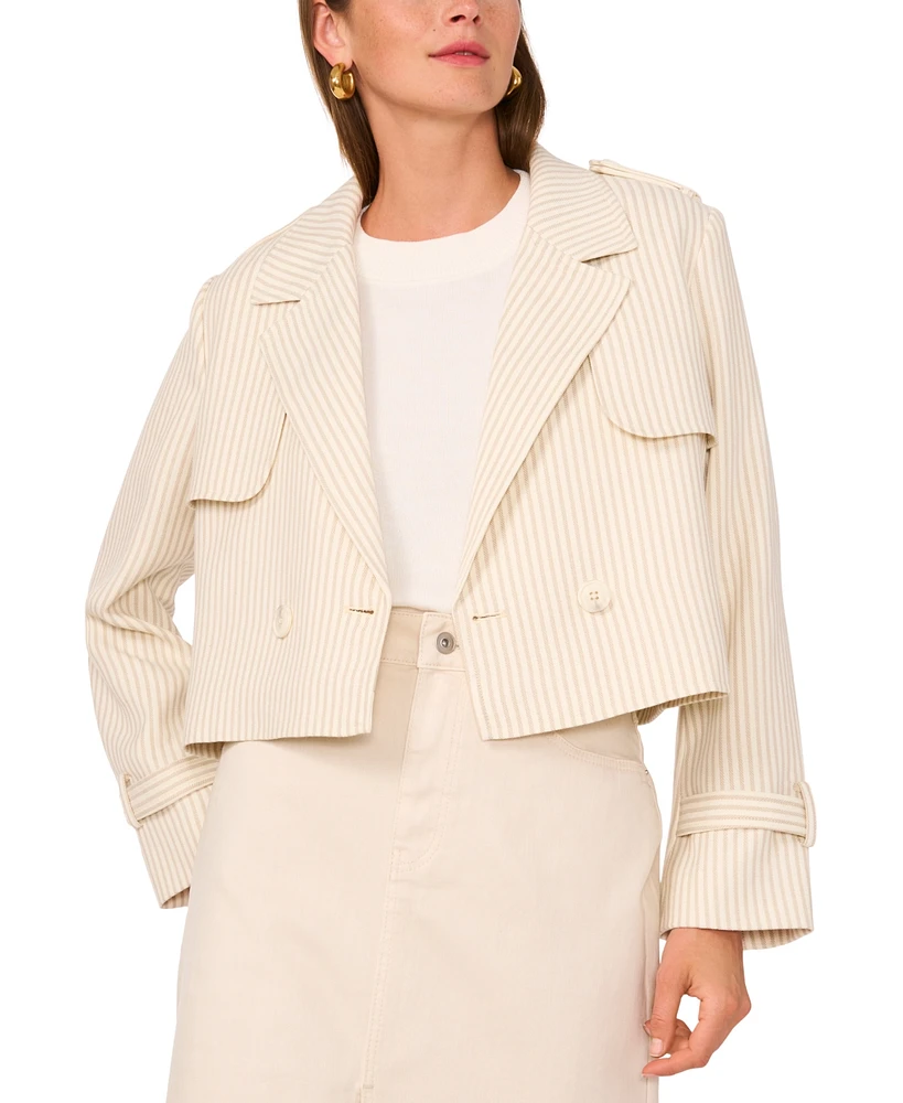 1.state Women's Striped Double-Breasted Cropped Jacket