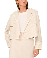 1.state Women's Striped Double-Breasted Cropped Jacket