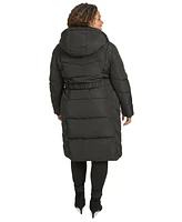 Calvin Klein Plus Belted Hooded Puffer Coat