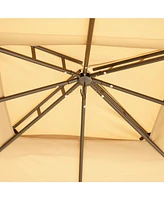 10' x 12' Outdoor Gazebo with Netting and Curtains, Patio Gazebo Canopy with 2-Tier Soft Top Roof and Steel Frame for Lawn, Garden, Backyard and Deck