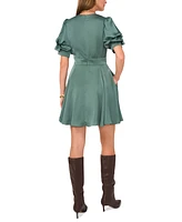 1.state Women's Tiered Bubble-Sleeve V-Neck Mini Dress