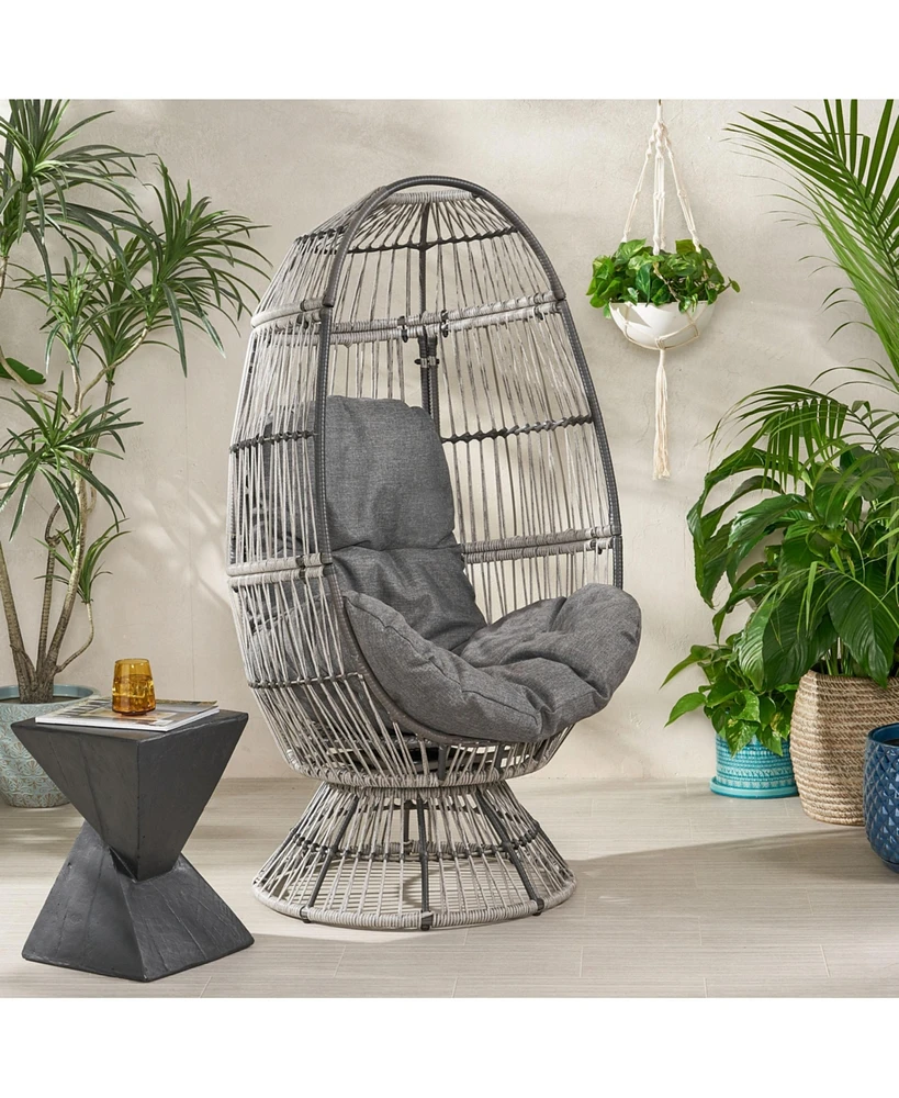 Streamdale Furniture Cozy Swivel Egg Chair: Rattan Haven For Outdoor Relaxation