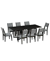 Streamdale Furniture Farmhouse 9-Piece 83.9inch Extendable Dining Table Set with 2 12